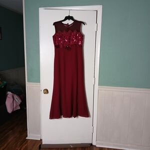 Vintage Pelican Elegant Burgundy Evening Gown SIZE L